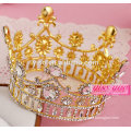 beauty pageant gold plated clear crystal round full crown